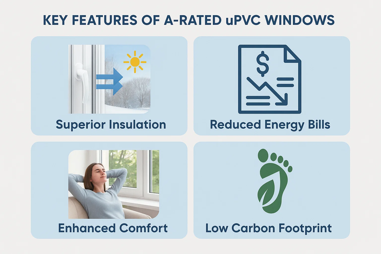 visual representation of key Feature of A rate upvc windows ireland