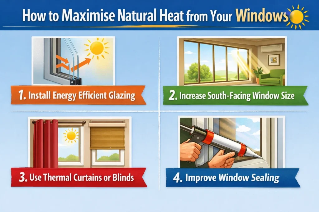 visual representation of How to Maximise Natural Heat from Your Windows 