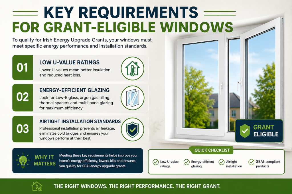 visual representation of Key Requirements for Grant-Eligible Windows