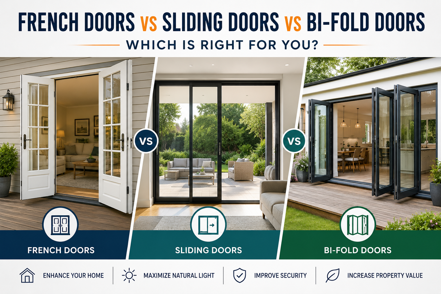 French Doors vs Sliding Doors vs Bi-fold Doors – Which Is Right for You?
